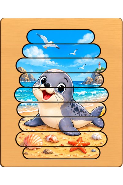 Gabcom Puzzle pentru copii cu Foca – 9 piese , 29x21cm , Puzzle Educativ cu A...