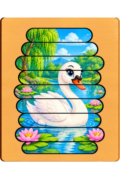 Gabcom Puzzle pentru copii cu Lebada – 9 piese , 29x21cm , Puzzle Educativ cu...