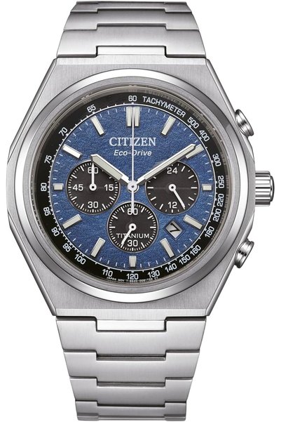 Generic Men's Eco-Drive Chronograph, 42 mm, Titanium Bracelet Watch