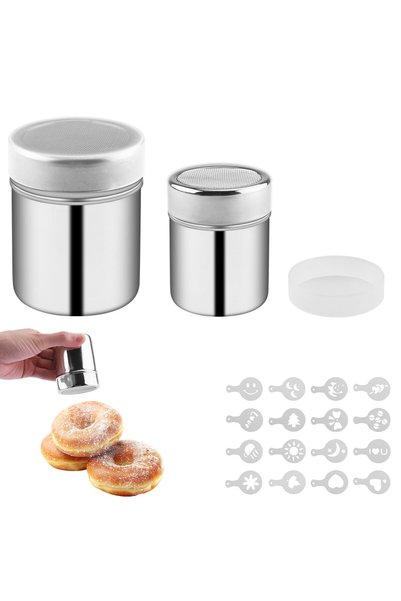 Generic Brand Set de 2 piese pentru zahăr pudră din oțel inoxidabil – Set de ...