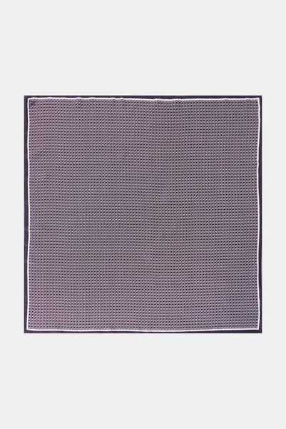 Kayra Geometric Patterned Silk Twill Scarf, Plum