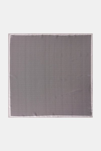 Kayra Geometric Patterned Silk Twill Scarf, Anthracite