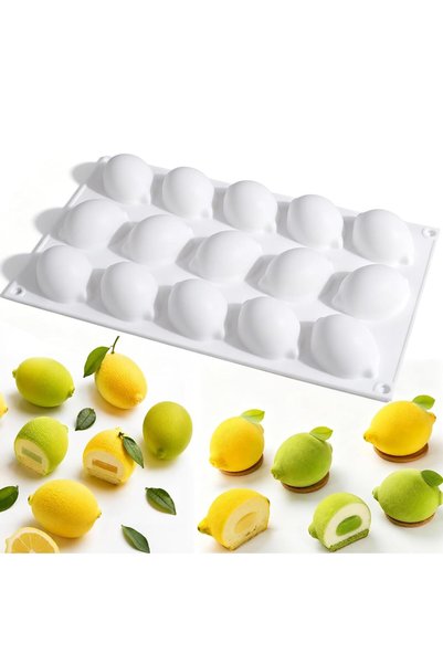 Generic Brand Lemon Silicone Mousse Cake Mold, 15 Cavities, Ø 5.5 x 4 cm