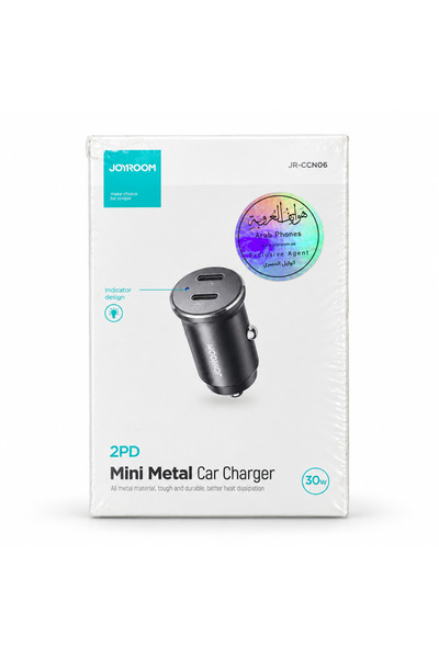 Joyroom شاحن سيارة معدني صغير JR-CCN06 بقوة 30 واط مع منفذي USB-C PD