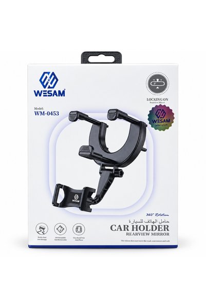 wesam WM-0453 Rearview Mirror Car Phone Holder, 360° Rotation