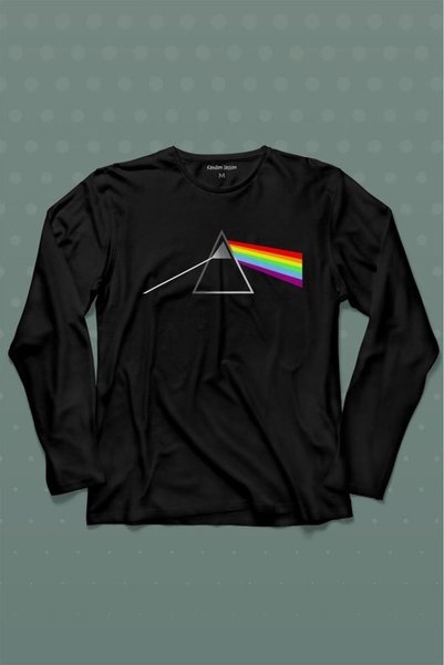 Kendim Seçtim Tricou cu mânecă lungă cu imprimeu Pink Floyd Prism Breaking Li...