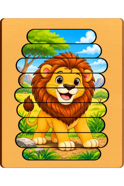 Gabcom Puzzle pentru copii cu Leu – 9 piese , 29x21cm , Puzzle Educativ cu An...