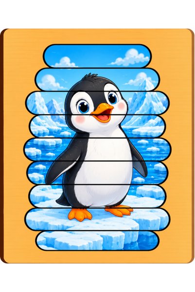 Gabcom Puzzle pentru copii cu Pinguin – 9 piese , 29x21cm , Puzzle Educativ c...