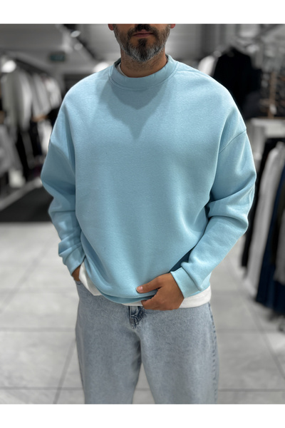 BYBASICMAN Light Blue Brushed Inside Chardonnay Basic Oversized Sweatshirt by HM