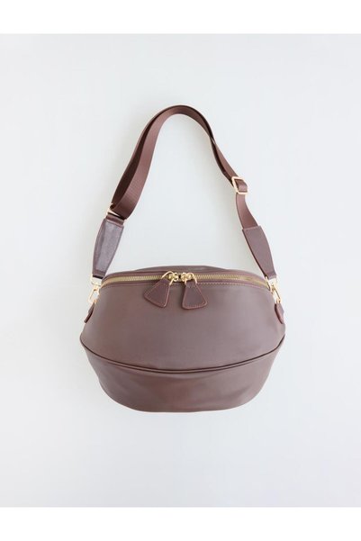 Jimmy Key Brown Bag with a Zip Detail and Adjustable Straps