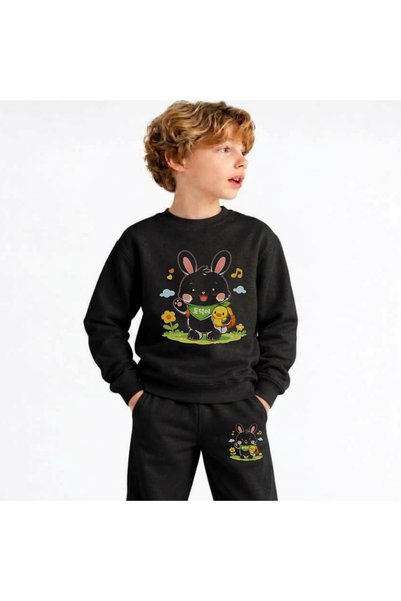 playwear Team Sweatshirt with "todeki-tavsan" Print for Girls, Boys, and Kids...