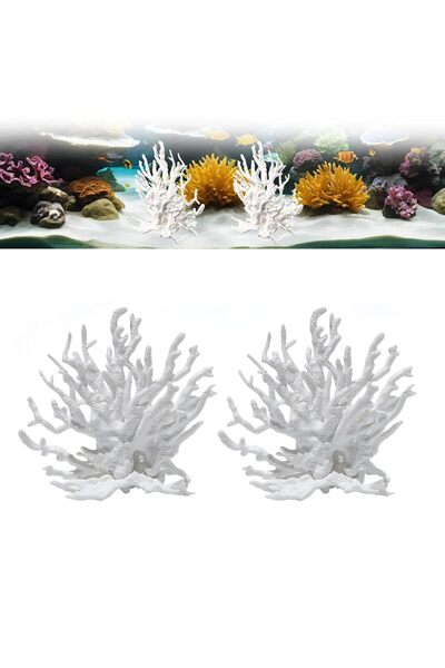 Generic Brand 2 Pieces White Coral Aquarium Decoration, Realistic Aquarium Pl...