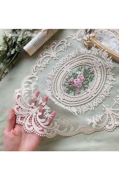Generic 4 Pack Retro Lace Placemats, French Crochet Doilies, Handmade Embroid...