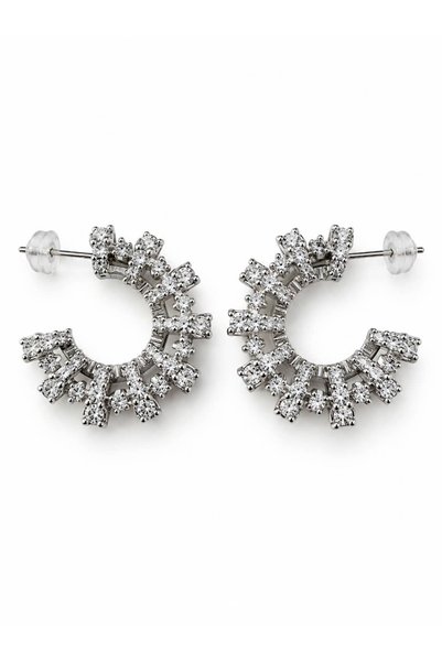 CHARMLUCKY SPECIAL EDITION BAGUETTE STONE HOOP EARRINGS