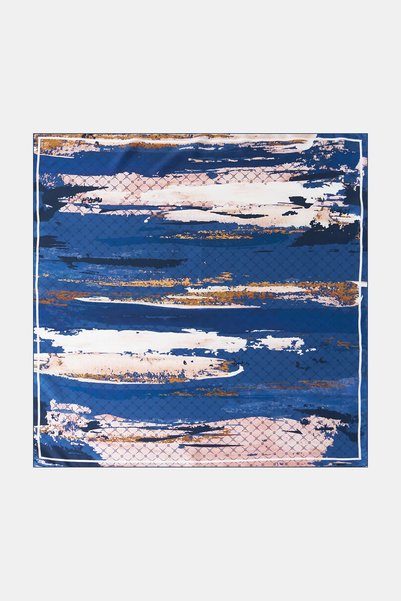 Kayra Brush-Effect Silk Twill Scarf, Indigo
