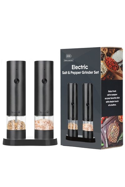 OneStore Set de 2 râșnițe electrice de sare și piper, reîncărcabile, cablu US...