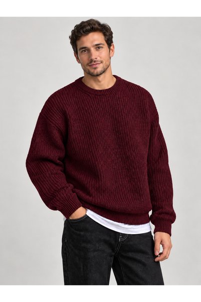 FAVORİST Basic Oversized Men's Winter Knit Sweater ZS-1