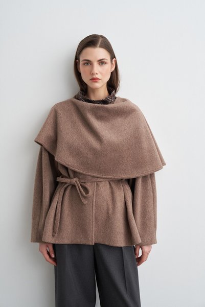 KADRİYE BAŞTÜRK Scarf Detailed Coat Brown