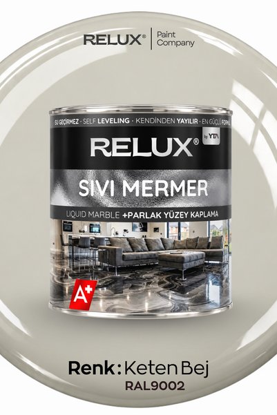 Relux Paint Sıvı Mermer Solventsiz Kokusuz Kendinden Yayılan Epoksi Zemin Kap...