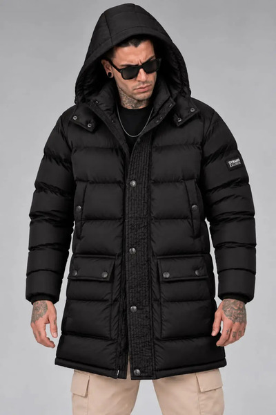 king brich Ανδρικό Χοντρό Oversize Μπουφάν Bomber – Μαύρο