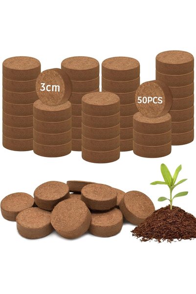 Generic 50 قطعة من حبيبات جوز الهند العضوية للزراعة، تربة جوز الهند المضغوطة ...