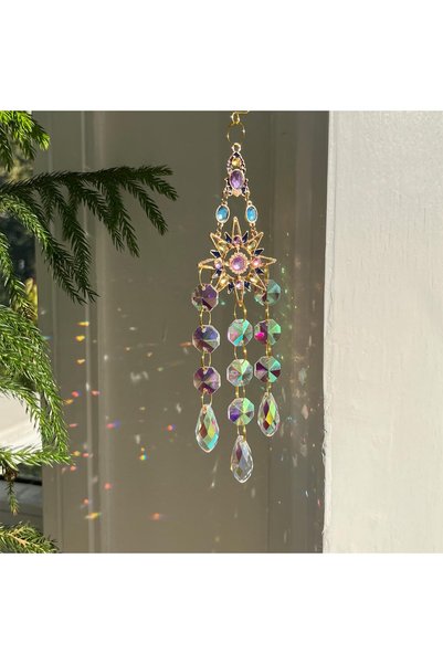 Generic Brand Prinzător de soare din cristal – Prisma curcubeu Soare și Lună ...