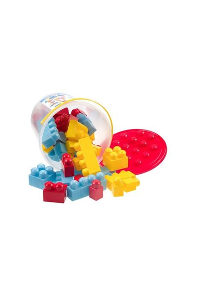 Jumbo Cuburi de Constructie Mari in Galeata Galbena Rosie - 48 piese