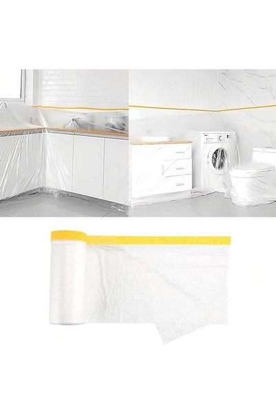 Aputue Plastic Dust Cloth, 1.8x20M Heavy Duty Drop Sheet with Adhesive Tape, ...