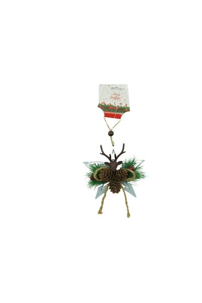 Generic Brand Star Christmas tree ornament with deer, multicolor, wood, 15 cm