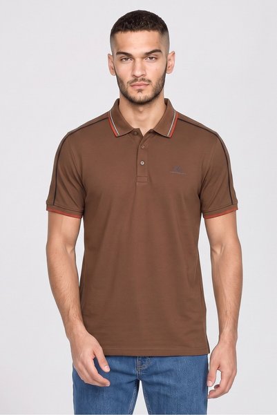 COLOR HUNT Men Sportswear Fit Short Sleeve Outdoor Polo Shirt, Brown