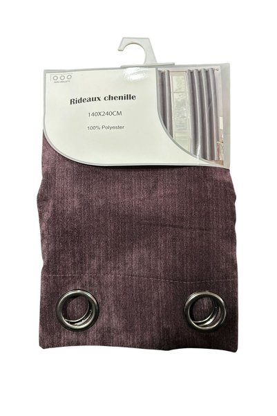 OEM Chenille Curtain 140x240 cm, Dark Brown, 100% Polyester, with Metal Gromm...