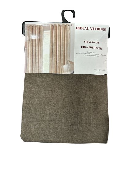 OEM Velour Velvet Curtain 140x240 cm, Taupe (Brown-Grey), Polyester, with Rin...