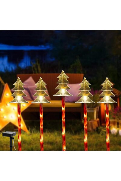 emc onshop Set of 5 Solar Christmas Stake Lights EMC ONSHOP®, Transparent Fir...