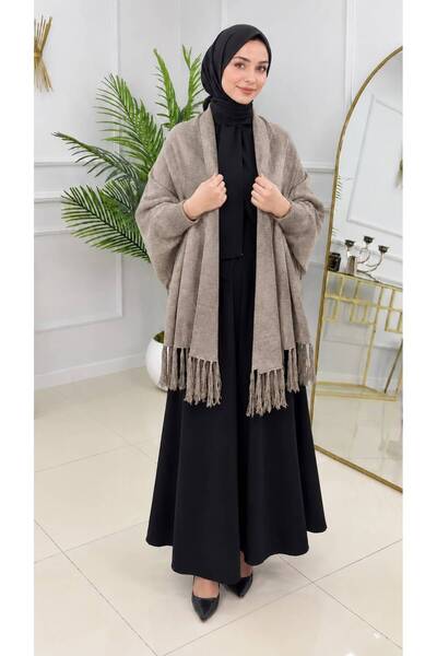 Sfg Life Moda Women's Fringed-Hem, Ribbed-Sleeve, Loose-Fit Knit Poncho, One ...