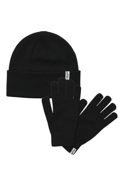 Jack & Jones JACK &JONES Σετ δώρου Cooper Σκούφος και Γάντια - 12289070-Μαύρο
