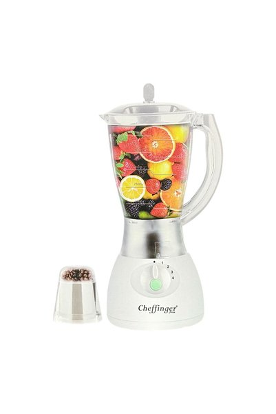 cheffinger Blender electric alb CF-PB1.5 – 1000W, vas de sticlă de 1.5L, 4 vi...