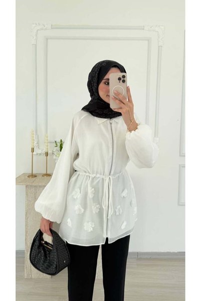 NUHBE WAIST-ADJUSTABLE VUAL JACKET - WHITE