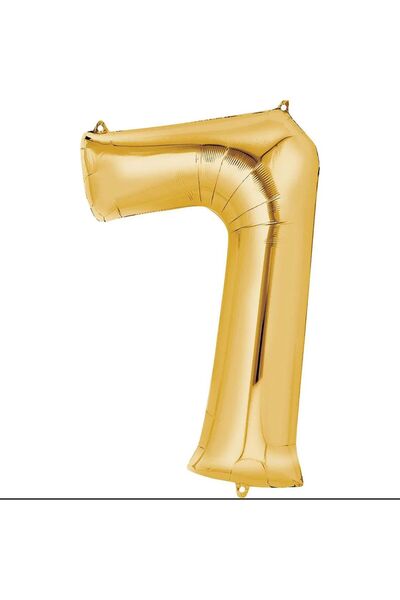 OEM Toylino Number 7 Balloon – 1 m, Metallic Gold, Helium Compatible, Party D...