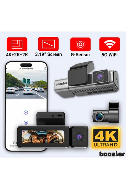 Booster Electronics Κάμερα αυτοκινήτου Tripla Booster SafeDrive Fisheye, 4K +...