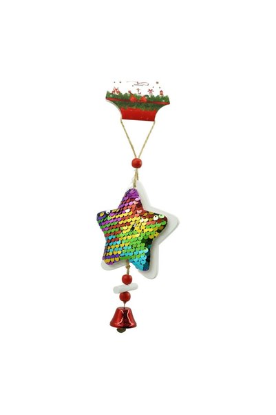 Generic Brand Christmas tree ornament, star, multicolor, wood, 18 cm