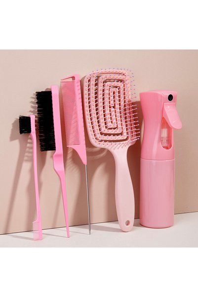 Choice 5pcs set pink 5pcs Comb Set Relaxing Elastic Massage Comb Hollow Out H...