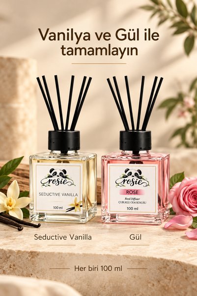 Rosie Paçuli Vanilya Gül 3’lü Çubuklu Oda Kokusu Seti 100 ml