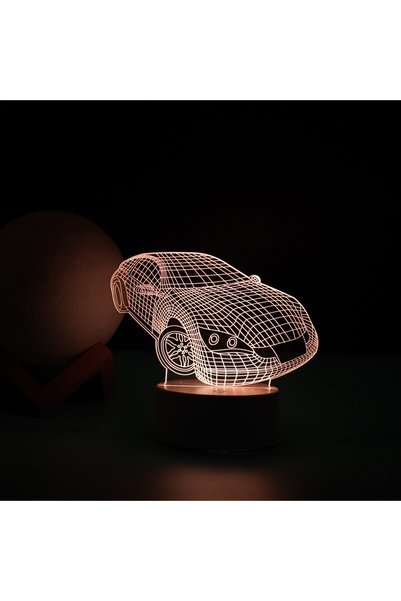 Generic Brand Lampa LED decorativa, 3D, Masina Activitate sportivă, albă, dou...