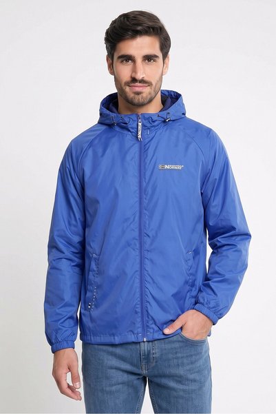 Geographical Norway Men Brand Logo Windbreaker Jackets, Blue