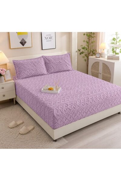 JOJO HOME Cuvertură de pat și 2 fețe de pernă, Jojo Home, Model tricotat, Uni...