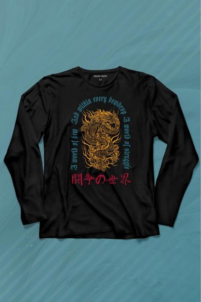 Kendim Seçtim Dragon Japanese Urban Drake Ejder Japanese Far East Long Sleeve...
