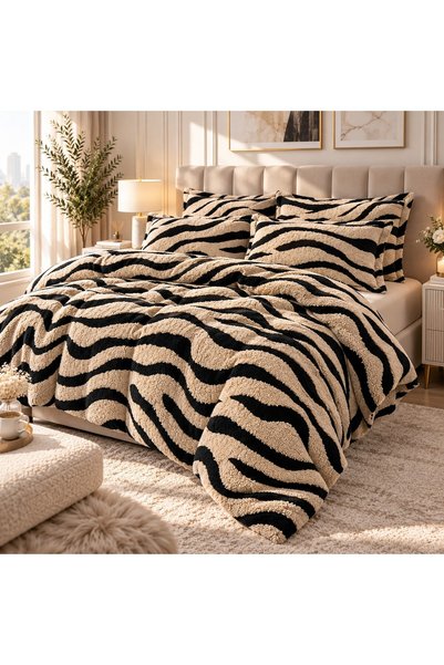 OEM Cocolino bed linen, 4 pieces, 2 persons, 180x200 cm, zebra model, CAPPUCCINO