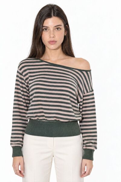 Hiccup Busem Striped Long Sleeve Ribbed T-Shirt