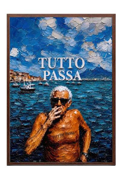 Postifull TUTTO PASSA Poster – Brown-Framed Artwork NO:160517