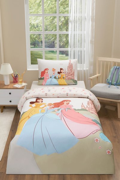 Özdilek Princess Vibes Single-Size Disney-Licensed Fitted Sheet Children's Du...